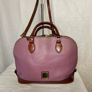 Dooney & Bourke Lavender and Brown pebble grain leather Satchel. Detach straps.